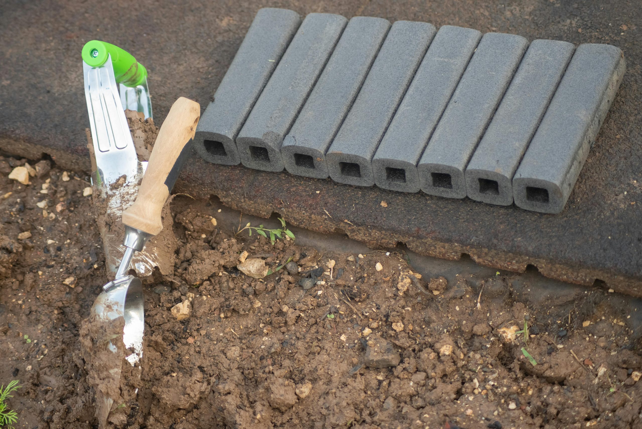 Prep work for laying pavers
