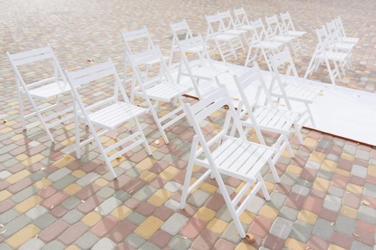 Chairs set up on a patio